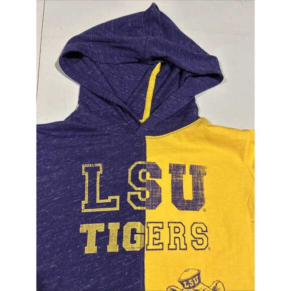 LSU Tigers Youth Girls Colosseum Vintage LS Tee NCAA Hooded 7/8 Purple/Gold NEW - Picture 4 of 5